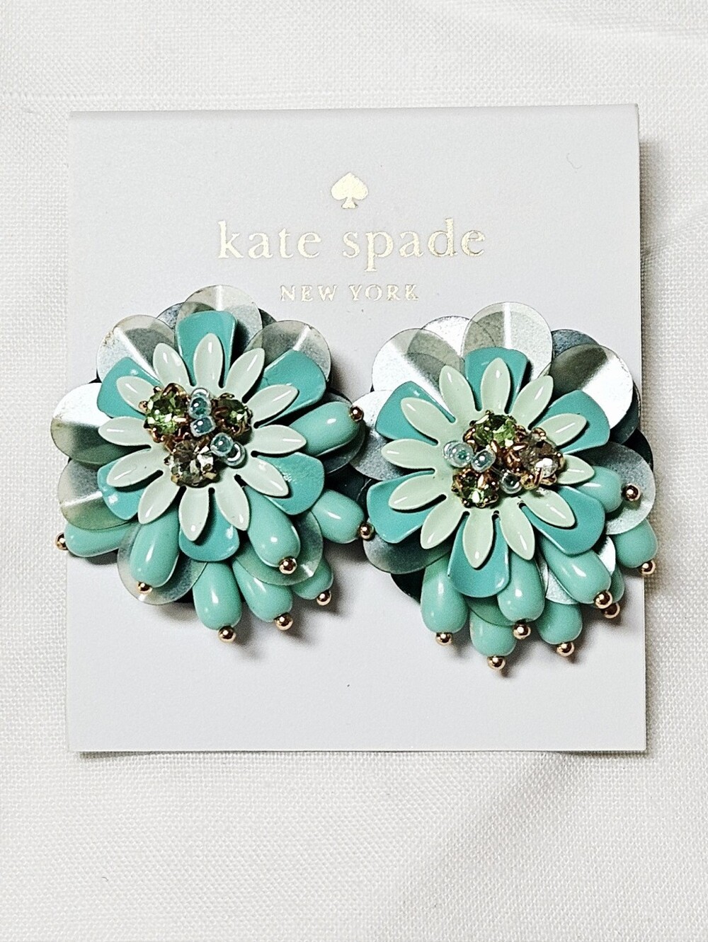 kate spade Green floral cluster earrings